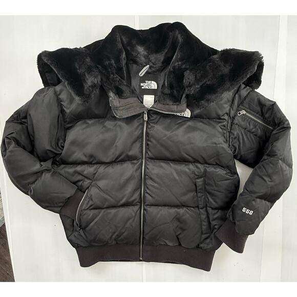 THE NORTH FACE Faux Fur Lined Hood Collar 550 Down Jacket Ski Coat Sz Med - Picture 3 of 8